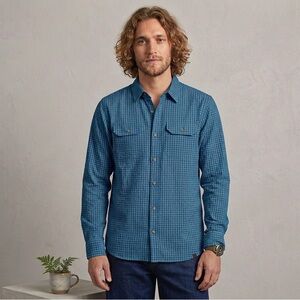 NWT | L.L.Bean No Fly Zone Insect Repellent Fishing Shirt Teal Check Seersucker